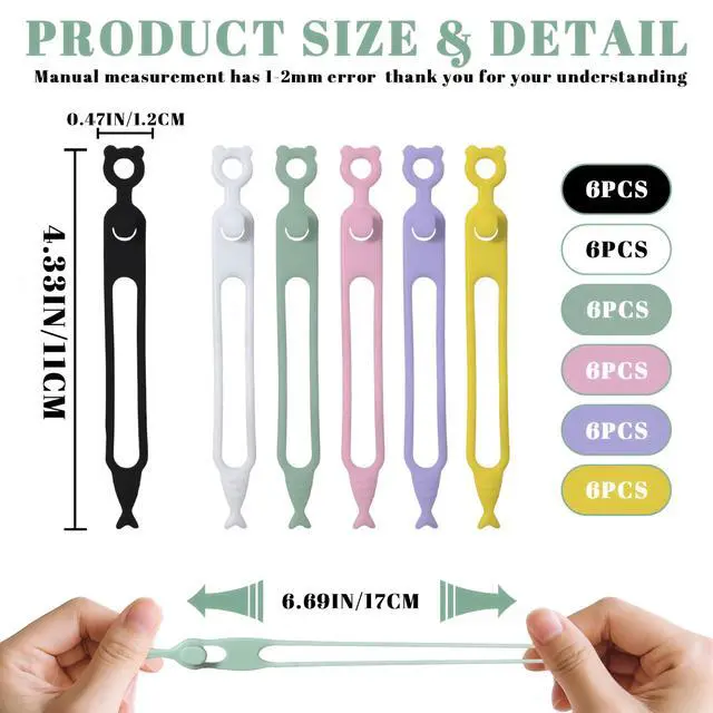 Alt view image 7 of 7 - 36PCS Silicone Cable Ties,Reusable Weatherproof Travel Cable Organizer,High Elasticity Wraps for Bundling Earphone,Phone Charger,Computer Cords,Wire Straps in Home,Office,Kitchen,School