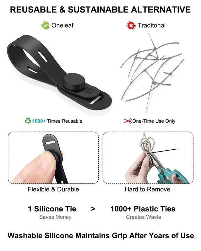 Alt view image 5 of 7 - Reusable Silicone Cable Ties, Soft Cord Bundlers for USB Chargers, Kitchen Appliance, Adjustable Wire Management Straps with Secure Buckle, Travel Tech & Cruise Essentials Keepers, Multicolor