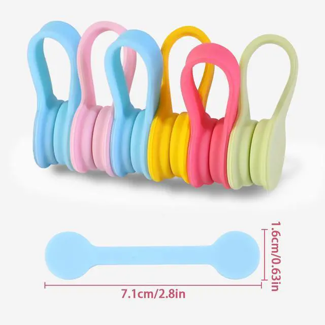 Alt view image 2 of 7 - Magnetic Cable Ties 6-Pack,Silicone Magnetic Cord Ties,Macaron Color