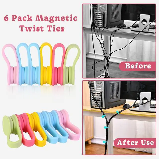 Alt view image 3 of 7 - Magnetic Cable Ties 6-Pack,Silicone Magnetic Cord Ties,Macaron Color