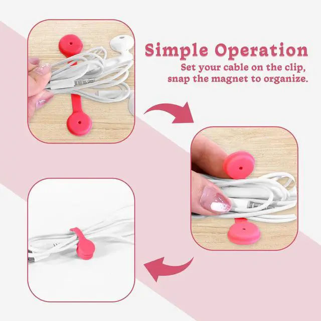 Alt view image 5 of 7 - Magnetic Cable Ties 6-Pack,Silicone Magnetic Cord Ties,Macaron Color