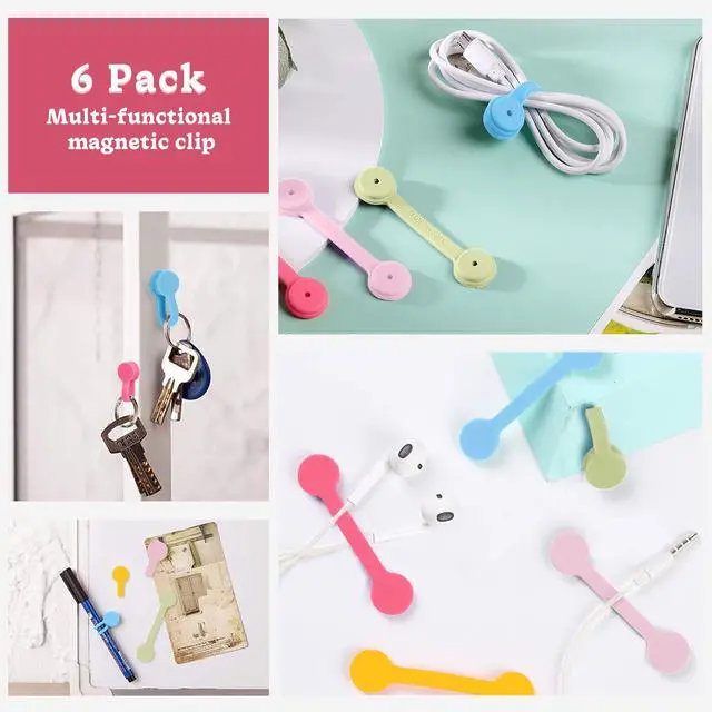 Alt view image 6 of 7 - Magnetic Cable Ties 6-Pack,Silicone Magnetic Cord Ties,Macaron Color