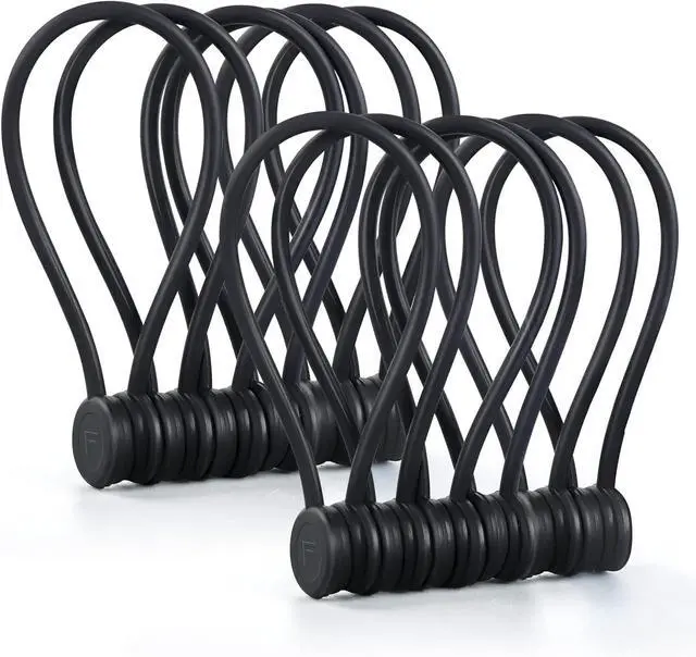 Main image of Magnetic Cable Ties Reusable Silicone Magnetic Cord Organizers for Bundling, Fridge Clips, Book Markers & More Assorted Colors for Efficient Cable Management (All Black, 12-Pack)