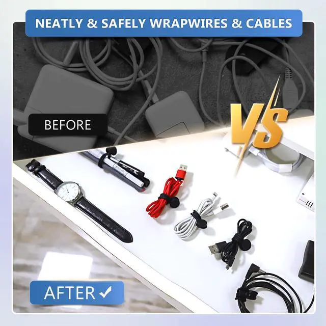 Alt view image 3 of 7 - Magnetic Cable Ties Reusable Silicone Magnetic Cord Organizers for Bundling, Fridge Clips, Book Markers & More Assorted Colors for Efficient Cable Management (All Black, 12-Pack)