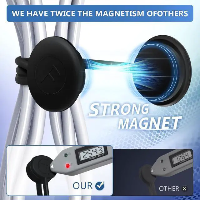 Alt view image 4 of 7 - Magnetic Cable Ties Reusable Silicone Magnetic Cord Organizers for Bundling, Fridge Clips, Book Markers & More Assorted Colors for Efficient Cable Management (All Black, 12-Pack)