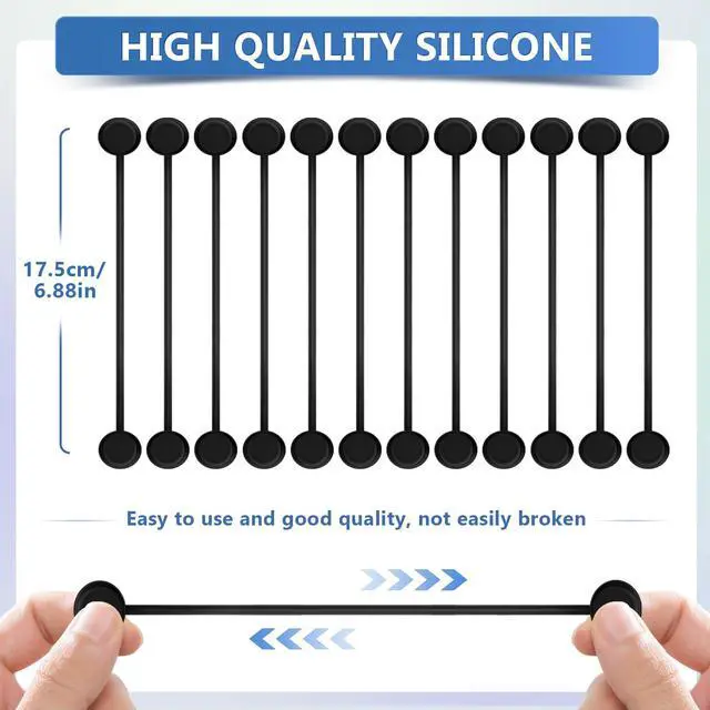 Alt view image 6 of 7 - Magnetic Cable Ties Reusable Silicone Magnetic Cord Organizers for Bundling, Fridge Clips, Book Markers & More Assorted Colors for Efficient Cable Management (All Black, 12-Pack)