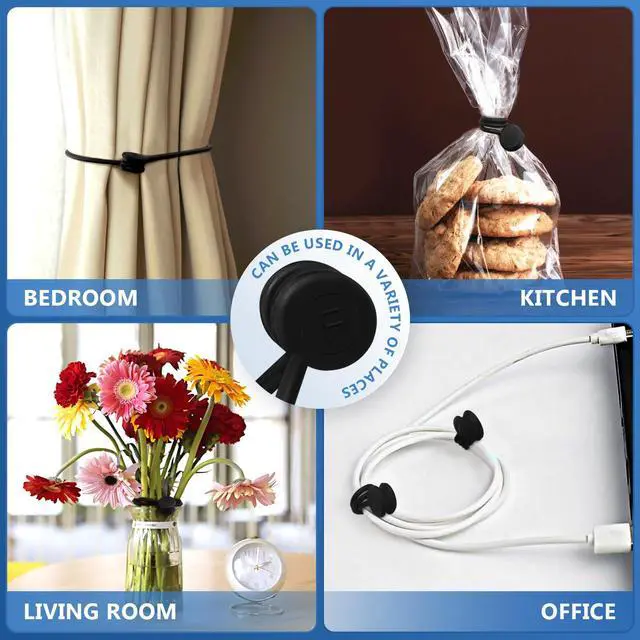 Alt view image 7 of 7 - Magnetic Cable Ties Reusable Silicone Magnetic Cord Organizers for Bundling, Fridge Clips, Book Markers & More Assorted Colors for Efficient Cable Management (All Black, 12-Pack)
