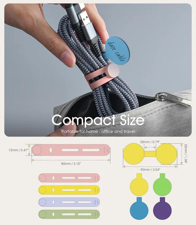 Alt view image 2 of 6 - Cable Labels and Silicone Cable Ties Set for Electronics