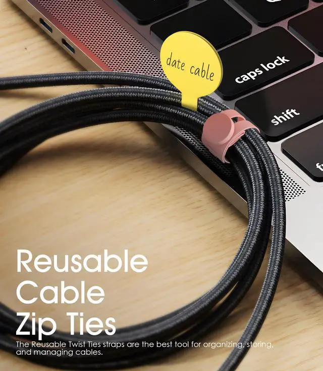 Alt view image 6 of 6 - Cable Labels and Silicone Cable Ties Set for Electronics