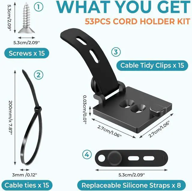 Alt view image 2 of 7 - Cable Clips Management Under Desk,Adhesive Wire Organizers for Cords