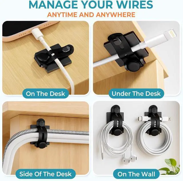 Alt view image 3 of 7 - Cable Clips Management Under Desk,Adhesive Wire Organizers for Cords