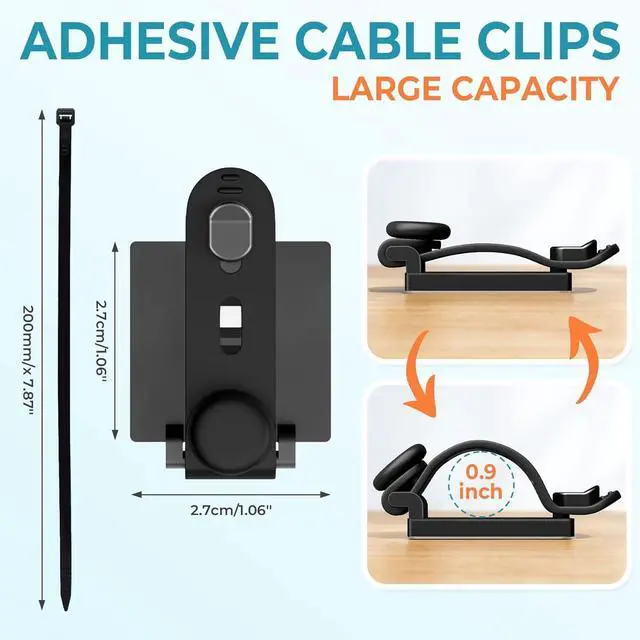 Alt view image 4 of 7 - Cable Clips Management Under Desk,Adhesive Wire Organizers for Cords