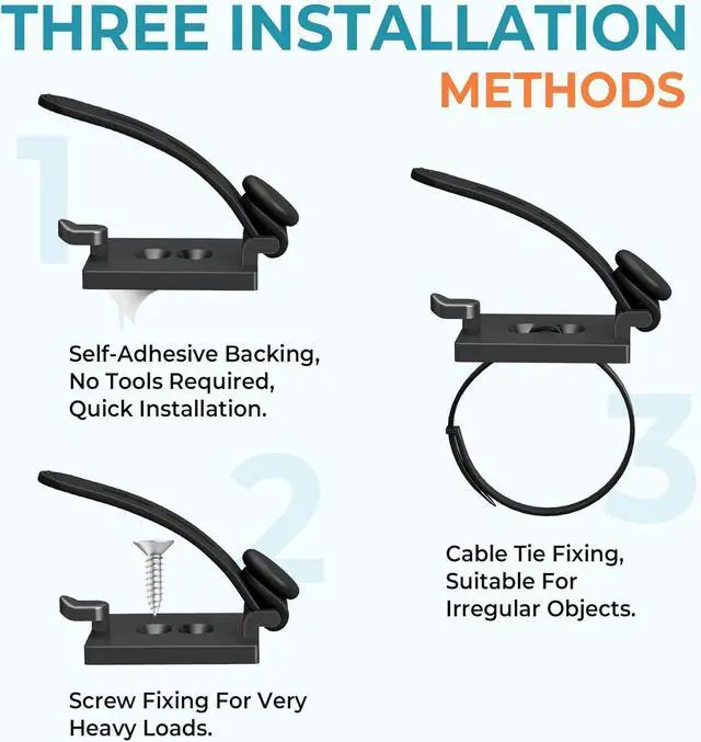 Alt view image 5 of 7 - Cable Clips Management Under Desk,Adhesive Wire Organizers for Cords