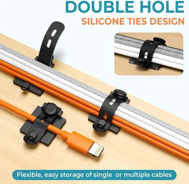 Alt view image 7 of 7 - Cable Clips Management Under Desk,Adhesive Wire Organizers for Cords