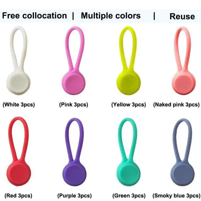 Alt view image 3 of 7 - Silicone Magnetic Cable Ties, 24 Pack 8 Colors