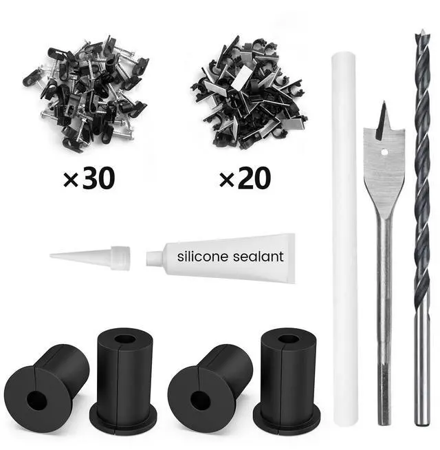 Alt view image 2 of 7 - Starlink Cable Routing kit for 3/4inch Wall Hole,4PCS starlink Wall Grommets Accessories for Cables Pass Through mounting kit Including 3/4 Spade Drill bit,Wall Wires cilps and Cable Routing Tool