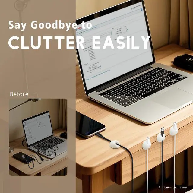 Alt view image 4 of 7 - Cable Clips, Cord Holder, Wire Holder for Cable Management, 9PCS