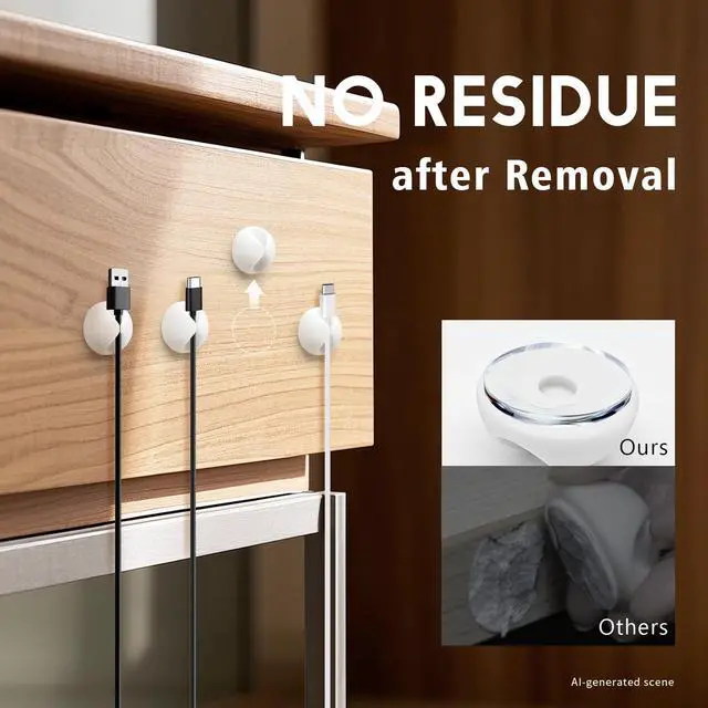 Alt view image 5 of 7 - Cable Clips, Cord Holder, Wire Holder for Cable Management, 9PCS