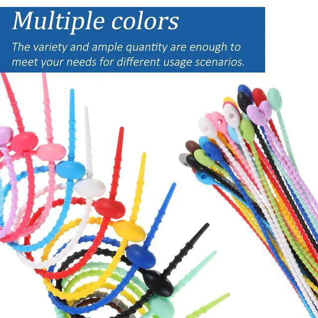 Alt view image 4 of 7 - Colorful Silicone Ties Bag Clip, Reusable Rubber Zip Ties Multi Purpose Rubber Twist Tie Household Twist Straps for Home Office Kitchen Cord Organizer Food Bag Sealing Tie 8 Inch