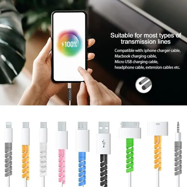 Alt view image 4 of 7 - Charger Cable Protectors for iPhone 17 16 USB C Charging Cord Savers 35 PCS with Cable Clips 4 PCS, Silicone Cord End Identifiers for Headphone Laptop Cell Phone Accesories