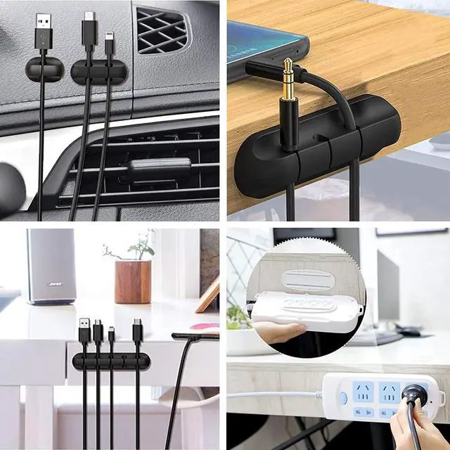 Alt view image 2 of 7 - Cable Clips X 2 Pack Self Adhesive Power Strip Holder, Cable Management Cord Organizer for Organizing USB Cable/Power Cord/Wire, Desktop Socket Hanging Wall Mount Fixator for Home Office