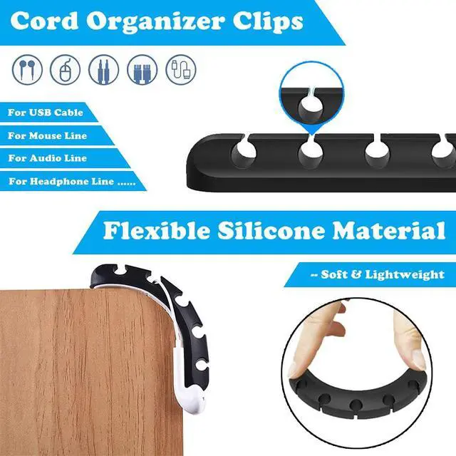 Alt view image 3 of 7 - Cable Clips X 2 Pack Self Adhesive Power Strip Holder, Cable Management Cord Organizer for Organizing USB Cable/Power Cord/Wire, Desktop Socket Hanging Wall Mount Fixator for Home Office