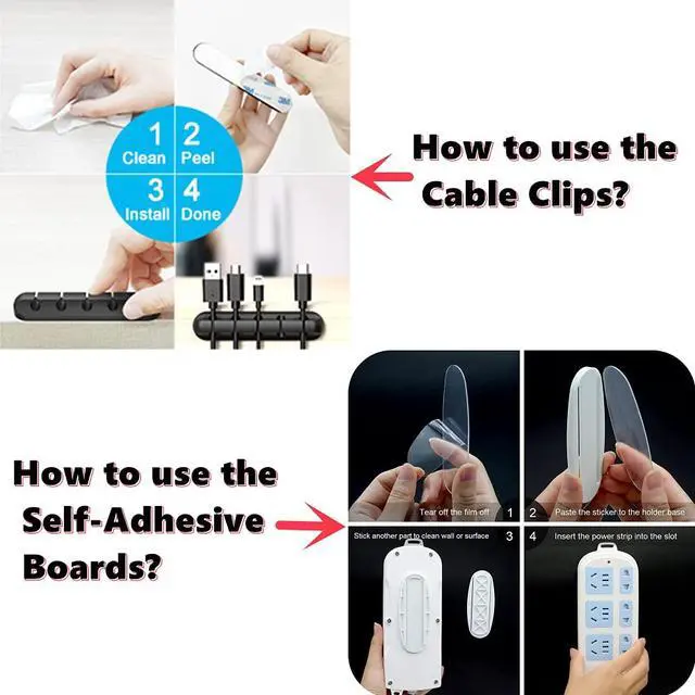Alt view image 7 of 7 - Cable Clips X 2 Pack Self Adhesive Power Strip Holder, Cable Management Cord Organizer for Organizing USB Cable/Power Cord/Wire, Desktop Socket Hanging Wall Mount Fixator for Home Office