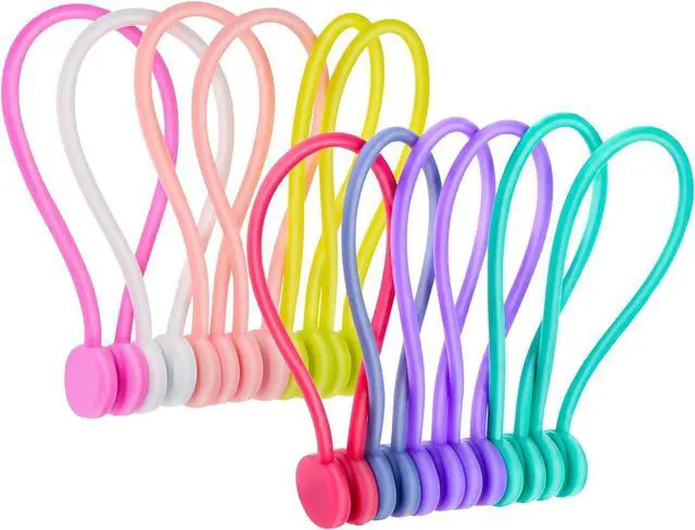 Main image of Magnetic Cords Organizers, FGSAEOR Reusable Silicone Twist Cable Ties for Bundling and Organizing, Holding Stuff, Book Markers, Fridge Magnets, Cable Manager Keeper Wrap Straps Clips