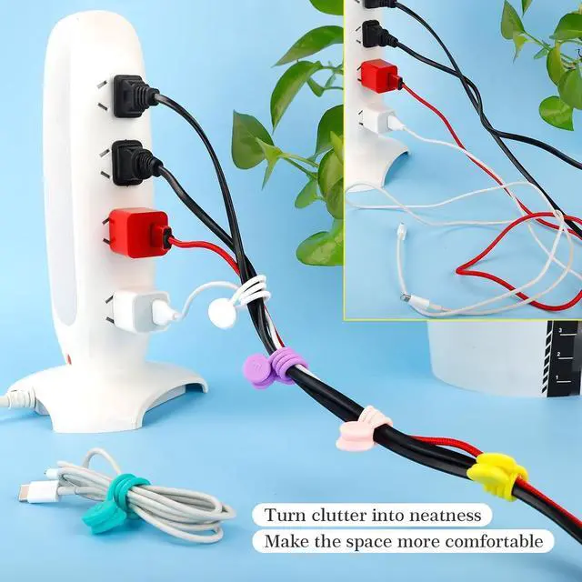 Alt view image 7 of 7 - Magnetic Cords Organizers, FGSAEOR Reusable Silicone Twist Cable Ties for Bundling and Organizing, Holding Stuff, Book Markers, Fridge Magnets, Cable Manager Keeper Wrap Straps Clips