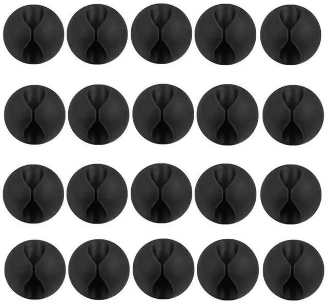 Main image of Black Silicone Cable Clip Holders, Self Adhesive Wire Management, Well-Organized Cables for Home, Office, Car