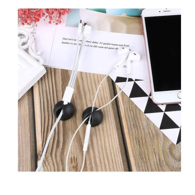 Alt view image 3 of 4 - Black Silicone Cable Clip Holders, Self Adhesive Wire Management, Well-Organized Cables for Home, Office, Car