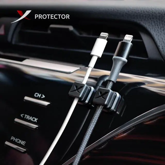 Alt view image 3 of 6 - Magnetic Cable Holders X-Protector 6 PCS - Premium Cable Clips - Self-Adhesive Cable Holder for Car - Cord Organizer for Desk - Cable Organizer - Black Wire Organizer - Cord Management for Wires!