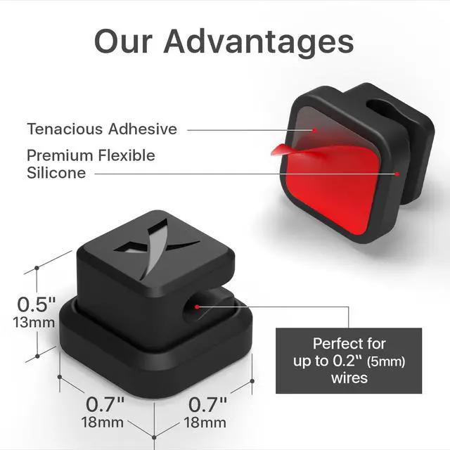 Alt view image 5 of 6 - Magnetic Cable Holders X-Protector 6 PCS - Premium Cable Clips - Self-Adhesive Cable Holder for Car - Cord Organizer for Desk - Cable Organizer - Black Wire Organizer - Cord Management for Wires!