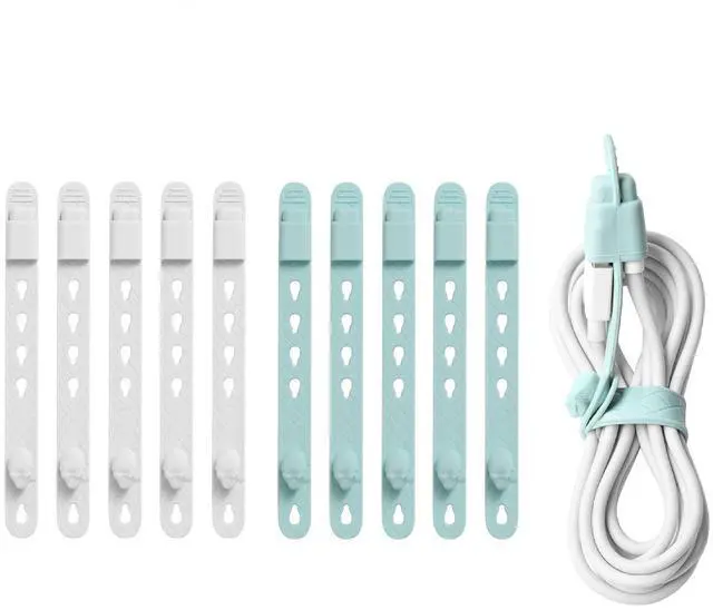 Main image of Silicone Cable Ties with Built-in Connector Holder, Reusable Cable Management Cord Organizer, Multi-Purpose High Elasticity Cable Straps for Earphone, Phone Charger