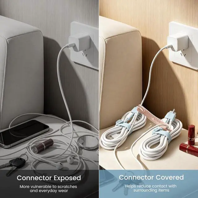 Alt view image 5 of 7 - Silicone Cable Ties with Built-in Connector Holder, Reusable Cable Management Cord Organizer, Multi-Purpose High Elasticity Cable Straps for Earphone, Phone Charger
