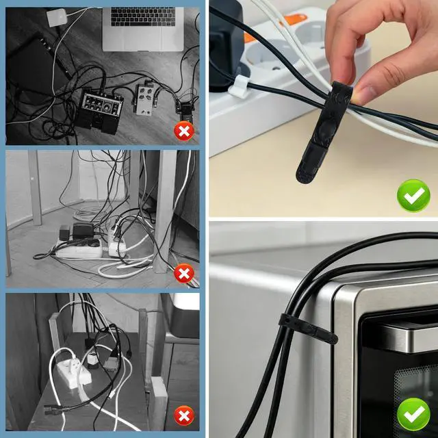 Alt view image 6 of 7 - Silicone Cable Ties with Built-in Connector Holder, Reusable Cable Management Cord Organizer, Multi-Purpose High Elasticity Cable Straps for Earphone, Phone Charger
