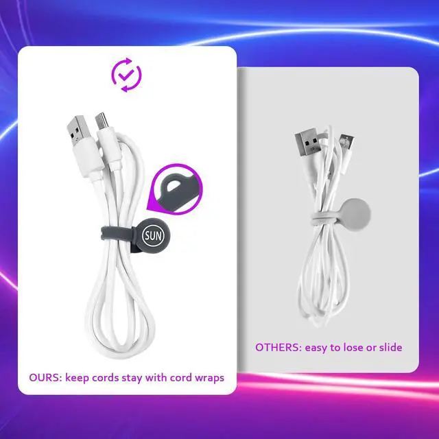 Alt view image 3 of 7 - Cable Organizers Magnetic Cable Clips Earbuds Cords Winder Bookmark Clips Whiteboard Noticeboard Fridge Magnets USB Cable Manager Ties Straps for Home,Office,School 5 Pack Gray White Black