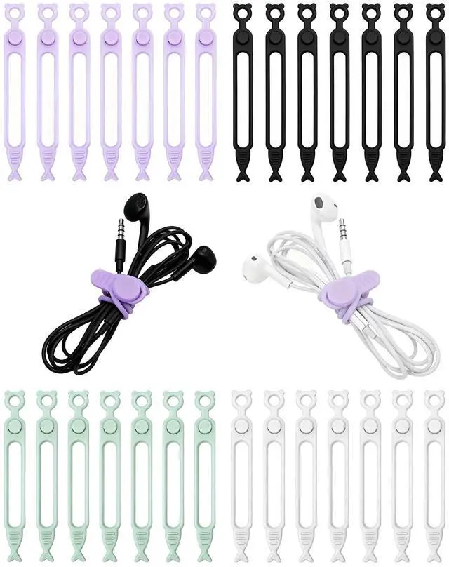 Main image of Silicone Cable Ties, Cable Cord Organizer Straps for Charging Wire