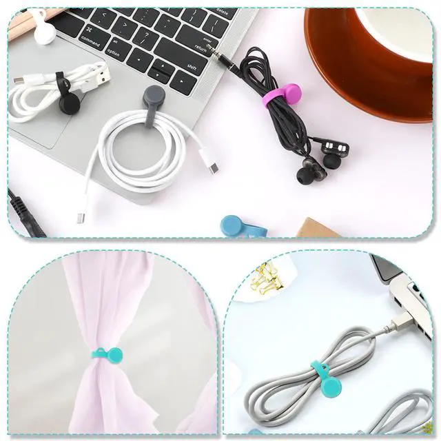 Alt view image 6 of 7 - Magnetic Cable Ties, 8PCS Silicone Magnetic Cable Ties & Clips Cord Organizer Reusable Cord Twist Ties, USB Magnet Strap Ties for Wire Organizing Bookmark Whiteboard Fridge Magnets Storage
