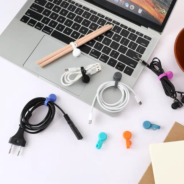 Alt view image 5 of 7 - Magnetic Cable Ties, 8PCS Silicone Magnetic Cable Ties & Clips Cord Organizer Reusable Cord Twist Ties, USB Magnet Strap Ties for Wire Organizing Bookmark Whiteboard Fridge Magnets Storage