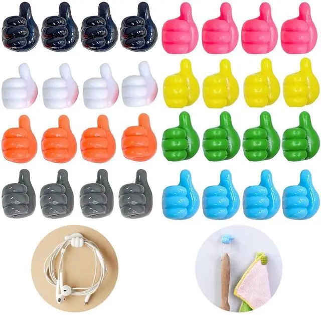 Main image of Self Adhesive Thumb Hooks, Waterproof Cable Holder Wire Cord Clip Management, Cute Thumb Cord Holder for Desk, Wall, Key