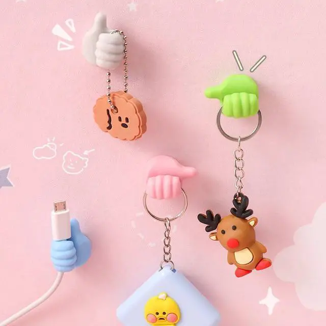 Alt view image 6 of 7 - Self Adhesive Thumb Hooks, Waterproof Cable Holder Wire Cord Clip Management, Cute Thumb Cord Holder for Desk, Wall, Key