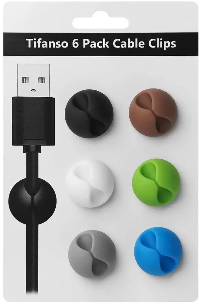 Main image of Colorful Adhesive Cable Clips for Home Office Wire Management