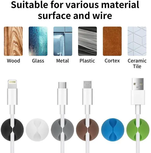 Alt view image 3 of 7 - Colorful Adhesive Cable Clips for Home Office Wire Management