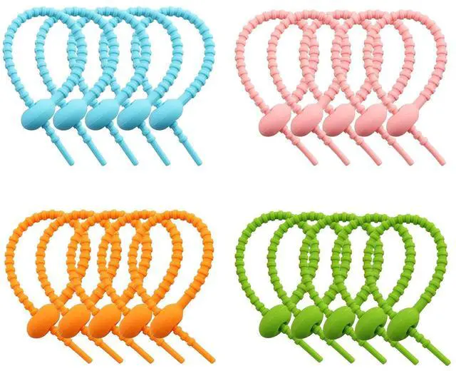Main image of Colorful Reusable Silicone Cable Tie Straps Zip Ties Adjustable Bag Clip Bread Tie Bag Sealing Clips