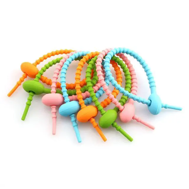 Alt view image 4 of 5 - Colorful Reusable Silicone Cable Tie Straps Zip Ties Adjustable Bag Clip Bread Tie Bag Sealing Clips