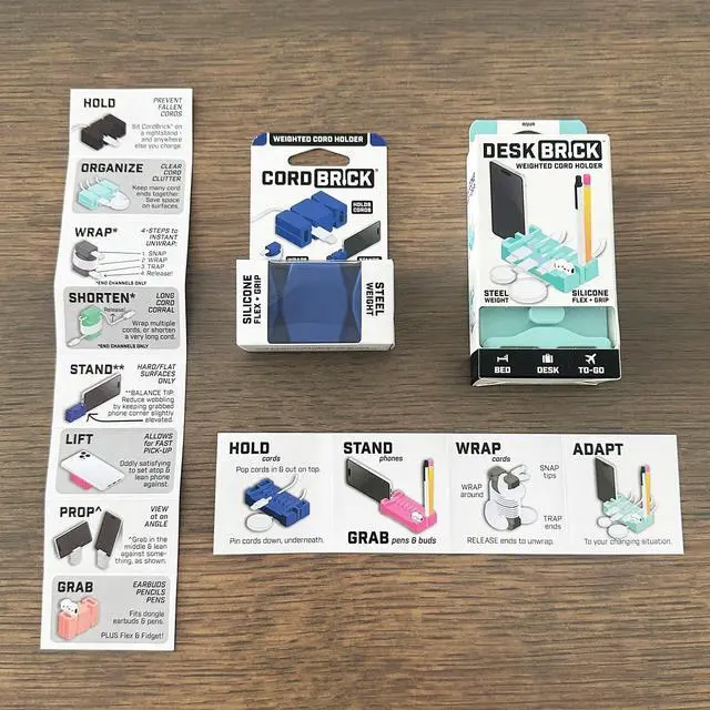 Alt view image 5 of 6 - Bundle Weighted Cord Holders for Nightstand & Desk - Phone Charger Cable Management Travel, Phone Accessory, Stocking Stuffer - Gift for Home, Office - Black
