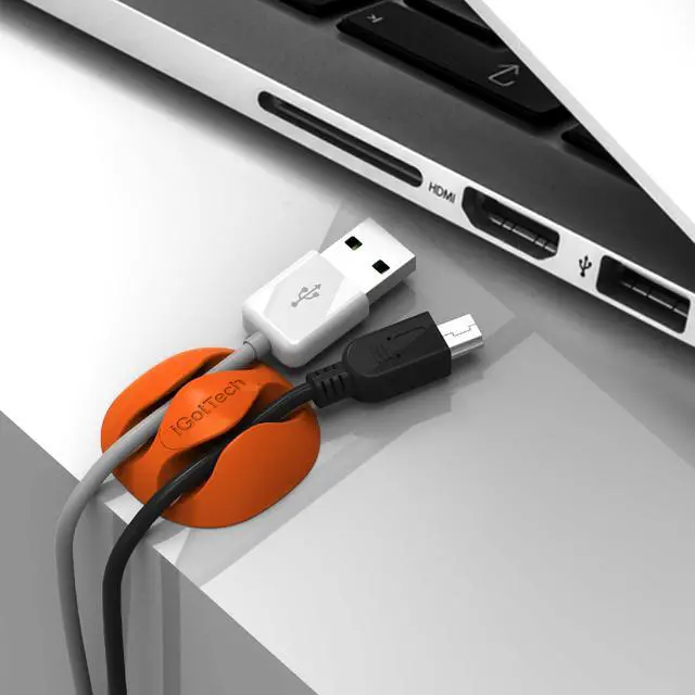 Alt view image 2 of 5 - Cable Clips and Cord Management System 6 Pack of Dual Slotted Adhesive Desktop Cable Organizers | Phone & Computer Wire Holder (Multicolor)
