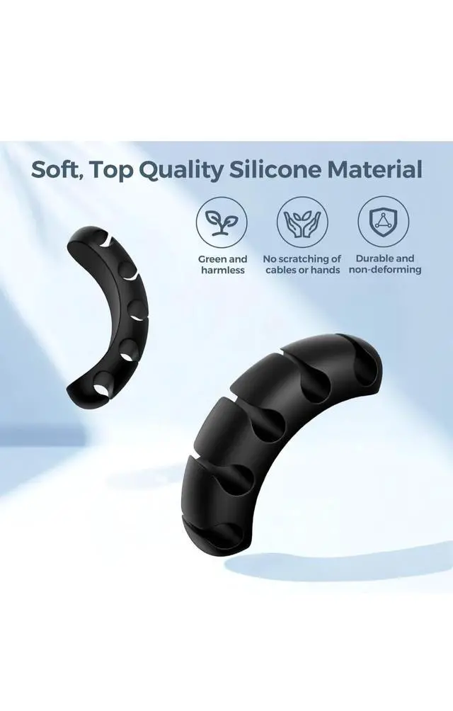 Alt view image 5 of 7 - Cable Organizer for Desk Cord Holder Clips, Cable Management Organizer, Silicone Wire Clips for USB Charging Cable, Headphones, Office & Home Desk Setup