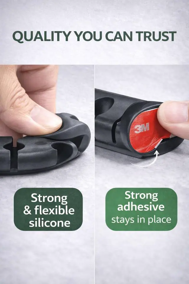 Alt view image 7 of 7 - Cable Organizer for Desk Cord Holder Clips, Cable Management Organizer, Silicone Wire Clips for USB Charging Cable, Headphones, Office & Home Desk Setup